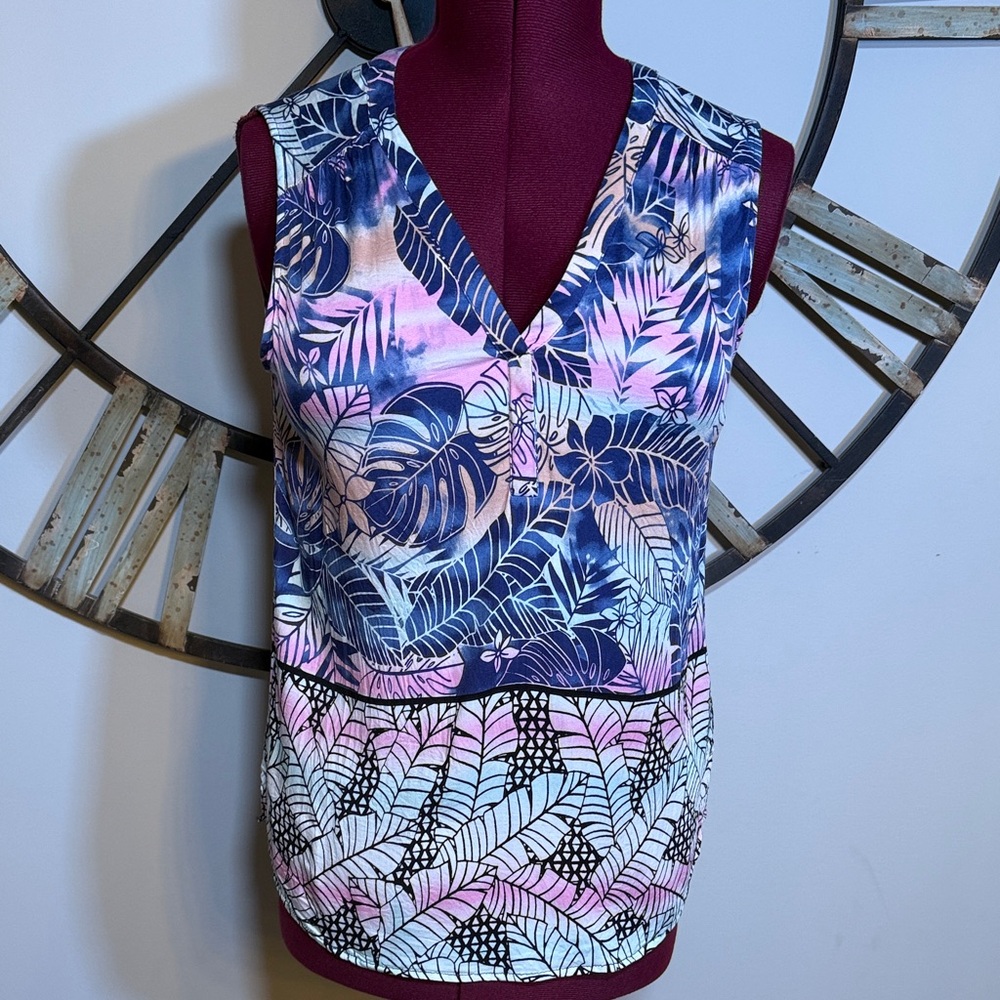 Tribal Tropical Print Sleeveless Top